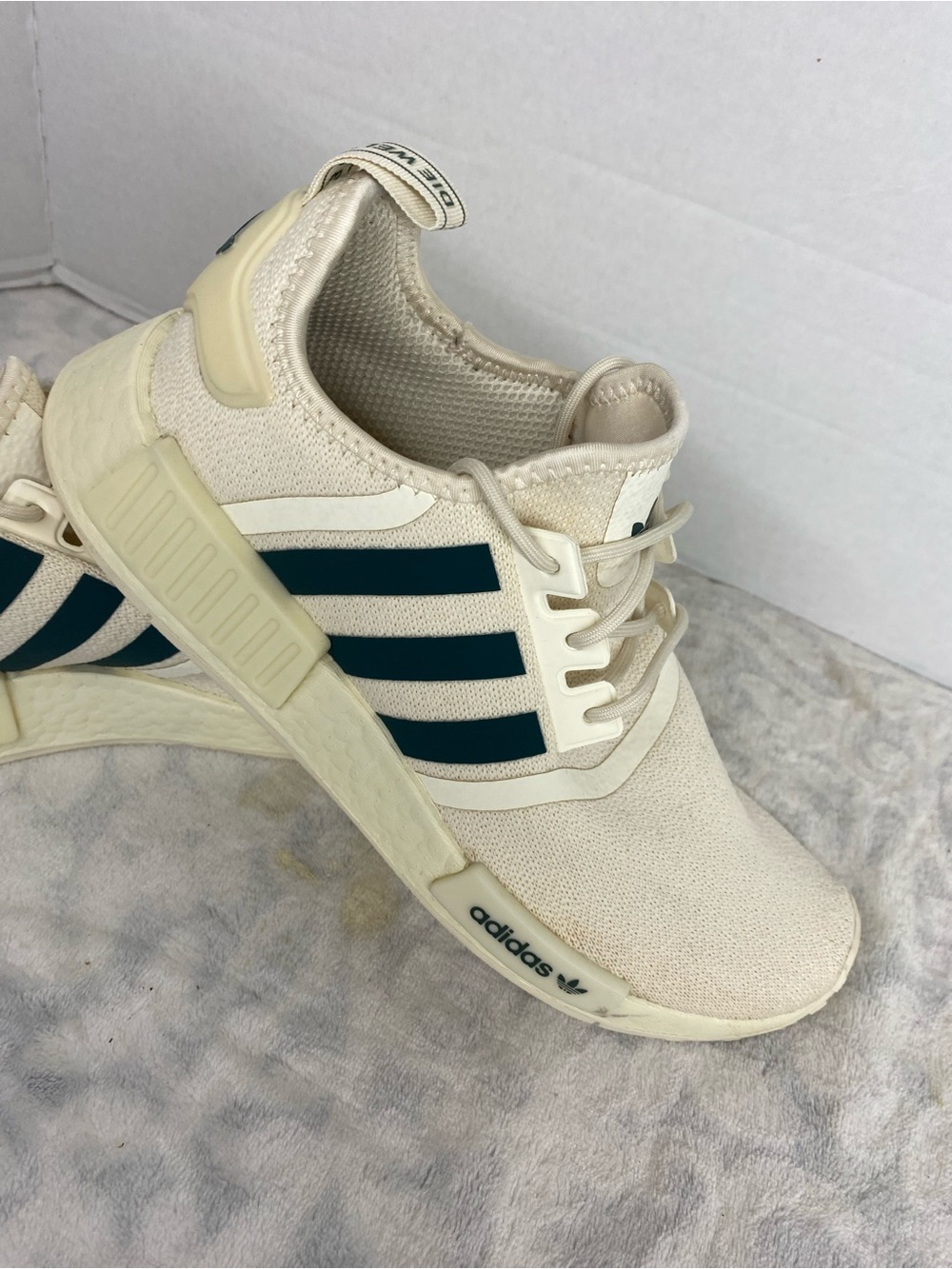 adidas Cream Sneaker with Dark Green Stripes